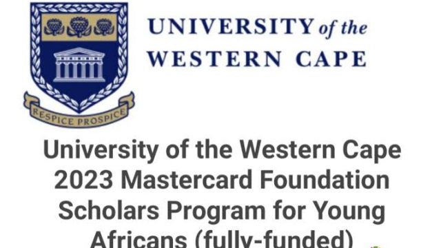FULLY FUNDED: Mastercard Foundation Scholars Program at University of the Western Cape 2023/2024