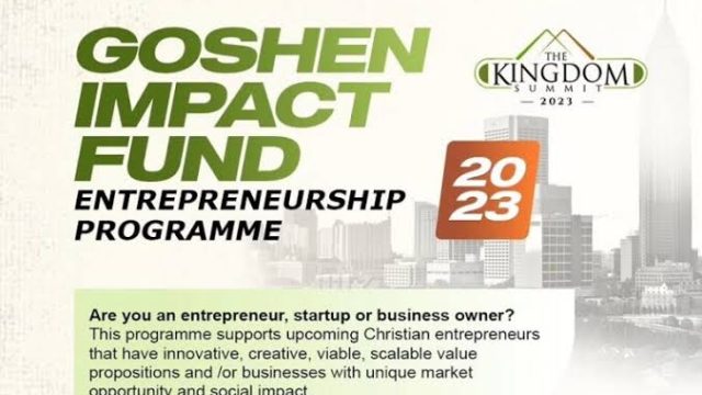 FUNDING; Apply for the Goshen Impact Fund Enterpreneurship Programme 2023