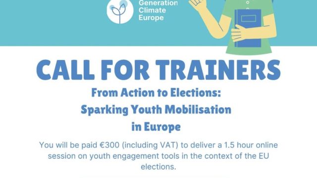 PAID OPPORTUNITY: Generation Climate Europe is calling for online trainers for their empowerment program