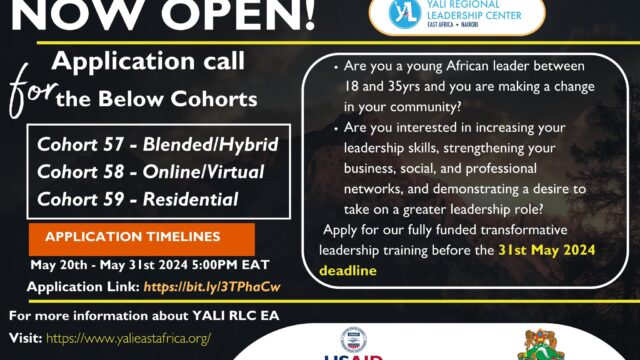 FULLY FUNDED TO NAIROBI: YALI RLC East Africa has opened calls for cohorts 57,58, and 59 for young changemakers in East Africa, Apply now!