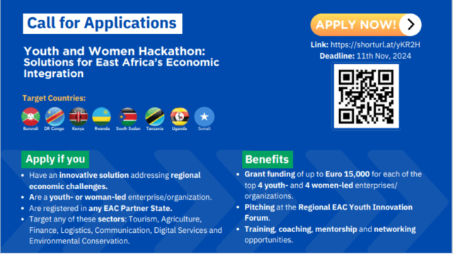 FUNDING OF 15,000 EUROS : Apply for the Youth and Women Innovations to Enhance East Africa’s Economic Integration (GIZ)