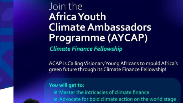 Applications are open for the Africa Youth Climate Ambassadors Programme (AYCAP) 2025 – Climate Finance Fellowship