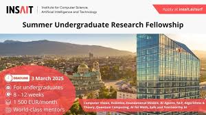 Fully Funded to Bulgaria : Be part of the Summer Undergraduate Research Fellowship 2025