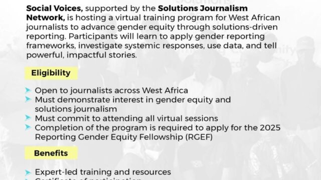 Call for Applications: Apply for the Solutions-Focused Gender Equity Reporting for Journalists Programme 2025