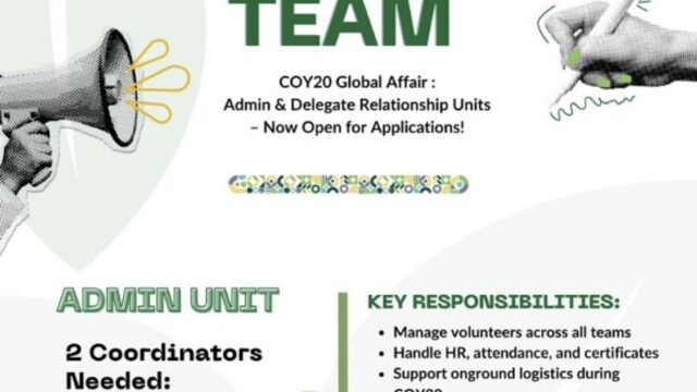 VOLUNTEER ROLES: Apply to volunteer with YOUNGO’s COY20 youth conference ahead of COP30
