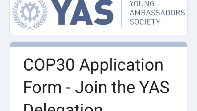 COP30 BADGES: Apply for a COP30 badge and join the Youth Ambassadors Society delegation to COP30 in Belém, Brazil
