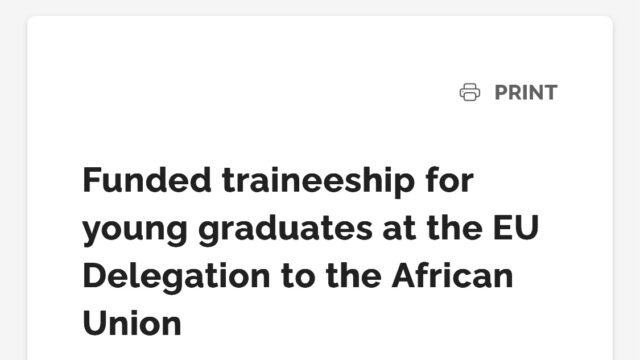 PAID TRAINEESHIP: Apply for the 2025 FUNDED Traineeship for young graduates at the EU Delegation to the African Union