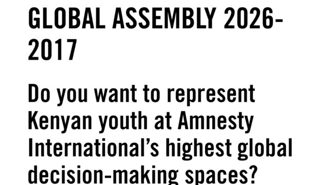 FUNDED: Apply to join Amnesty International Kenya as a youth delegate for the Global Assembly 2026/2027