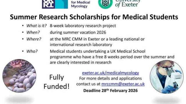 FULLY FUNDED : Apply for the Summer Scholarship in Medical Mycology – 8-Week Research Opportunity (UK, 2026)
