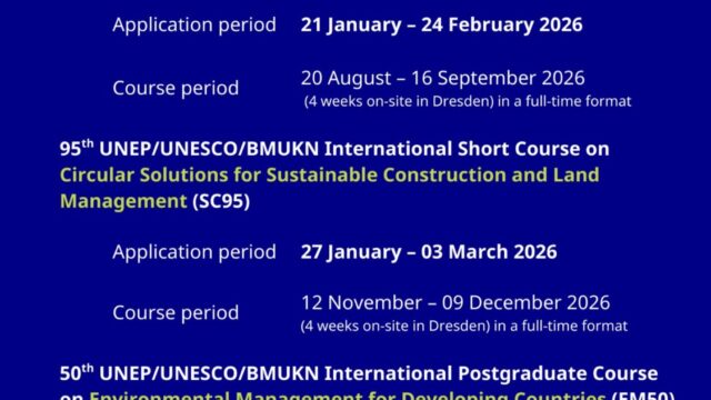 FULLY FUNDED TO GERMANY: Apply for the UNEP/UNESCO/BMUKN Environmental Management Training Program for Developing Countries at TU Dresden 2026–2027
