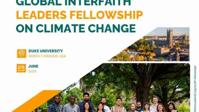 Fully Funded : Be part of the Global Interfaith Leaders Fellowship on Climate Change at Duke University 2026 
