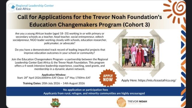 FULLY FUNDED: Apply for the Trevor Noah Foundation Education Changemakers Programme (Cohort 3) for young chnage makers in East and Central Africa!