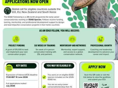 FULLY FUNDED : Apply for the 2027 EDGE Fellowship Programme for Emerging Conservation Leaders