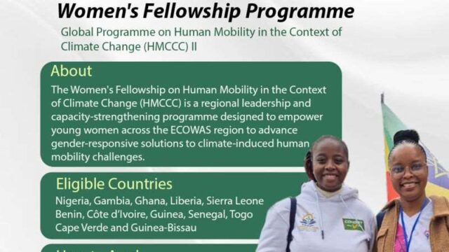 GRANT : Apply for the Women’s Fellowship on Human Mobility in the Context of Climate Change (HMCCC) 2026
