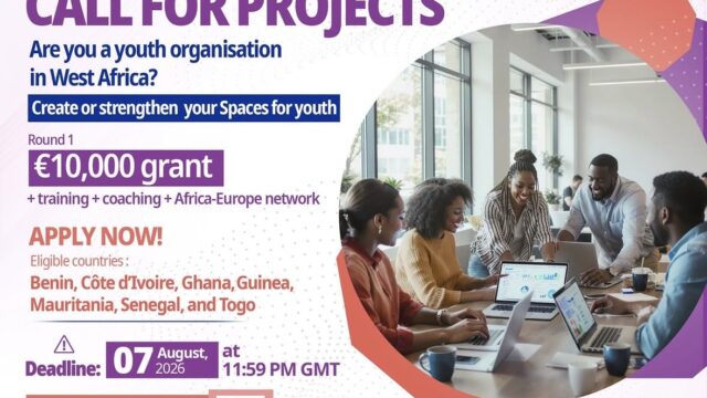 GRANTS: West African Youth Organisations Invited to Apply for €10,000 AEYA Spaces for Youth Funding