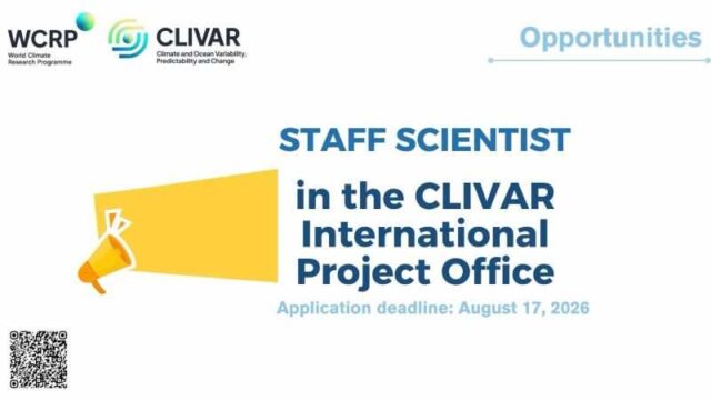 JOB OPPORTUNITY : International CLIVAR Project Office (ICPO) is looking for an expert in oceanography or climate science – Apply now