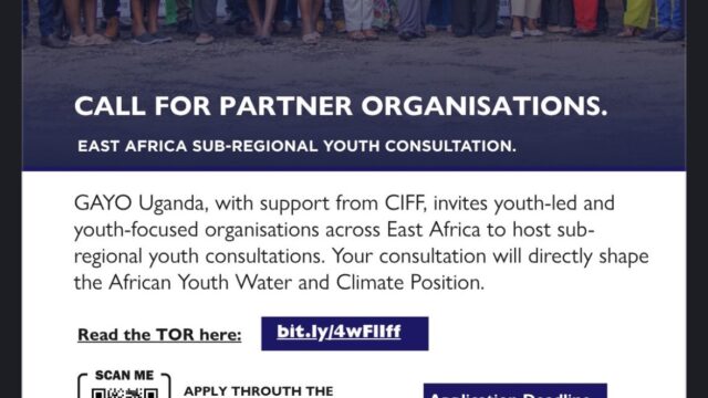 Call for Applications: East Africa Sub-Regional Youth Consultation on Water and Climate