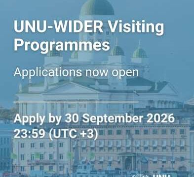 FUNDED : Apply for the UNU-WIDER – United Nations University World Institute for Development Economics Research Visiting Programmes
