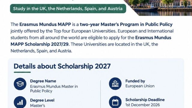 Erasmus Mundus MAPP Scholarship 2027/29 for International Students | Fully Funded Master’s in Public Policy