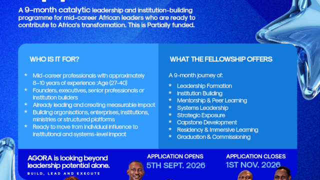 AGORA Fellowship 2027 for African Leaders – 9-Month Partially Funded Programme