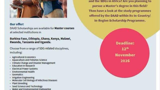 DAAD In-Country/In-Region Master’s Scholarships 2027 for Sub-Saharan Africa – Call For Applications 