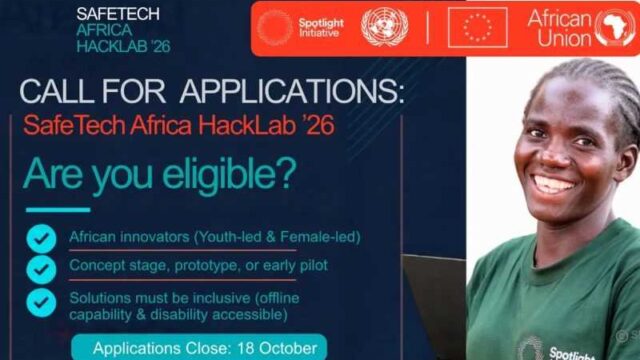 Seed grants ranging from USD 5,000 to USD 10,000 per winner : Apply for the SafeTech Africa HackLab ’26 – Innovating for Safe Spaces