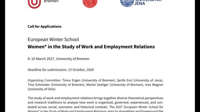 FULLY FUNDED: Apply for the European Winter School for Women* in the Study of Work and Employment Relations 2027